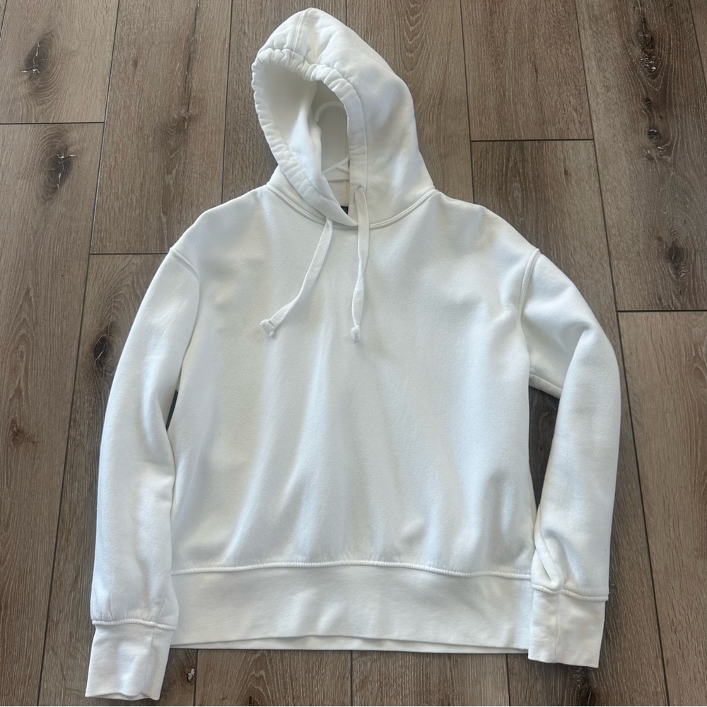 Zara White Hoodie Sweatshirt Super Soft Size Small Oversized Crewneck Sweatshirt